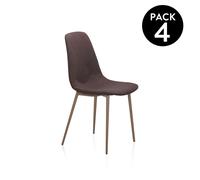 Pack 4 sillas de comedor Cai Brown leather