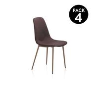 Pack 4 sillas de comedor Cai Brown leather