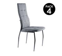 duehome - Pack 4 sillas de comedor Diana Fabric - gray