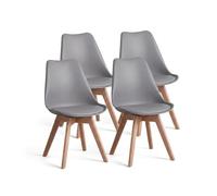 duehome | Beench, Pack 4 sillas Nórdicas, Sillas Comedor, Acabado en Gris y Madera, Medidas: 49 (Ancho) cm x 53,5 cm (Largo) x 83 cm (Alto)