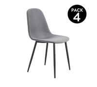 Due-Home Sillas de comedor Hall Gray – Pack 4, acabado gris y metal negro 44,5×54,5×84 cm