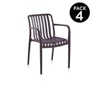 Pack 4 sillas de exterior Jamie Arm Brown