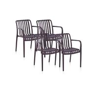 duehome - Pack 4 sillas de exterior Jamie Arm Brown
