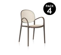 Pack 4 sillas de exterior Klux Arm Taupé - rattan