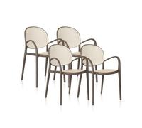 Pack 4 sillas de exterior Klux Arm Taupé - rattan