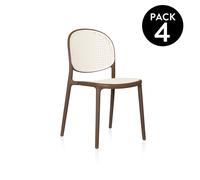 Pack 4 sillas de exterior Klux Taupe-rattan