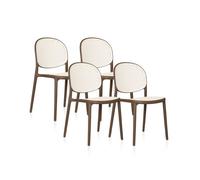 Pack 4 sillas de exterior Klux Taupe-rattan