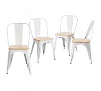 Thinia Home Pack 4 Sillas Industriales Strong con Asiento de Madera 45x54x85cm Thinia Home
