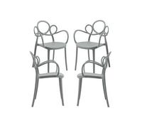 RegalosMiguel Pack 4 Sillas Sky con Reposabrazos - Gris oscuro