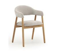 Pack 4 sillones madera de roble natural tapizado en blanco