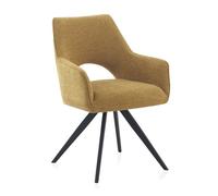 Pack 4 sillones tapizados giratorios mostaza con patas metálicas negras