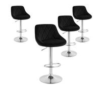 Miroytengo Pack 4 Taburetes Bar, Silla Alta, Altura Regulable Diamant, Giratorio con Respaldo, Terciopelo, Comedor Black - pack of 4