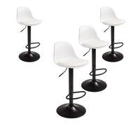 Pack 4 taburetes de bar o cocina, silla alta bistro, altura regulable, asiento acolchado, 360º