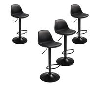 Pack 4 taburetes de bar o cocina, silla alta bistro, altura regulable, asiento acolchado, 360º
