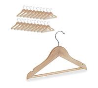 Pack 40 Perchas Infantiles con Gancho Giratorio, Madera, Marrón Natural, 19,5 x 30,5 x 1 cm