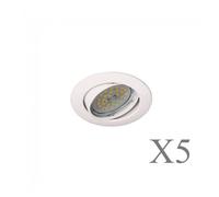 wonderlamp Pack x 5 Unidades Foco empotrable techo Basic Redondo, incluye Portalámparas GU10, Diámetro de 8,5 x 1,5 cm. Ojo de buey basculante 30°, Blanco