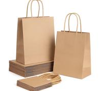 Pack 50 Bolsas papel kraft con asas 32x40x12 cm bolsas para regalos. Bolsas para comercios reutilizables para regalar