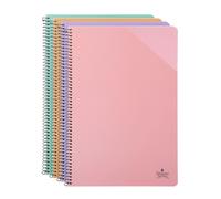 Pack 6 Cuadernos A5 Pastel Quijote Paper World - Tapas Plástico Translúcido, 80 Hojas, 90 Gr, Espiral Metálica Negra