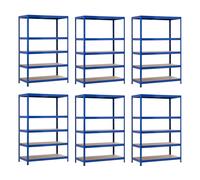Pack 6 Estanterías Modulares Metálicas con 5 Baldas 1250kg Azul 120x60x180cm 7house Blue