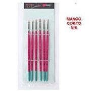 Pack 6 pinceles nº 6 pelo sintetico mango corto punta plana