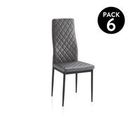 duehome - Pack 6 sillas de comedor Lacey Grey Fabric