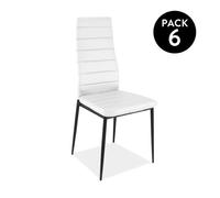 Duehome Pack de 6 sillas de comedor Emi – símil piel – White - black