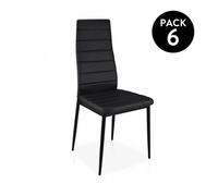 duehome - Pack 6 sillas de comedor símil piel Emi Black