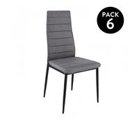 Due-Home Pack 6 sillas de comedor Yuri – tapizado gris oscuro, patas negras