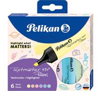 Pack 6 subrayadores Pelikan colores vivos - pack de 6 marcadores pasteleconómicos de alta calidad - Disponible en pack surtido de 6 colores pastel: amarillo, verde agua, rosa, melocotón, lavanda y azu