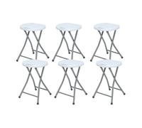 7house Pack 6 Taburetes Plegables de Resina y Acero 31x45cm Blancos 7house