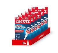 Pack 6 unidades Loctite Superglue 3 Pegamento Adhesivo instantáneo de Precisión - Pegamento Cianocrilato de Boquilla Extra Larga para Areas de Difícil Acceso