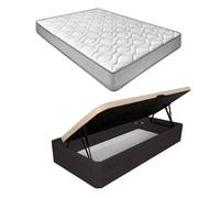 Pack 90x190 colchón viscoelástico brisa + canapé madera abatible con apertura lateral con montaje incluido color wengué