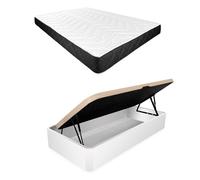 Pack 90x190 colchón viscoelástico juno + canapé madera abatible con apertura lateral con montaje incluido | color blanco