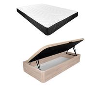 Pack 90x200 colchón viscoelástico juno + canapé madera abatible con apertura lateral con montaje incluido | color cambria