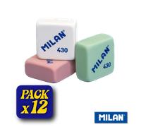 Pack Ahorro 12 Gomas MILAN 430. Miga de Pan. Goma ideal para el colegio. La goma clásica.