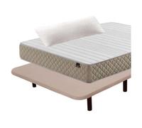 Pack ahorro deluxe descanso completo 150x190 cm (colchón + base tapizada + patas + almohada)