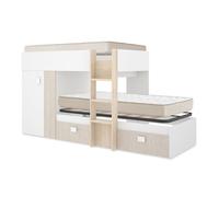 Pack ahorro juvenil cama tren groe, 1 somier y 2 colchones viscoelásticos nova 90 x 190 cm