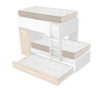 Pack ahorro juvenil cama tren triple tom con 3 colchones viscoelásticos nova 90 x 190 cm