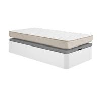 Pack ahorro juvenil Canapé abatible Round con Colchón viscoelástico Nova 90 x 190 cm| Montaje Incluido (Solo canapé) White 90 x 190