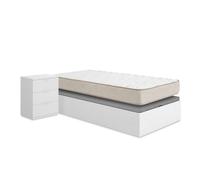 Pack ahorro juvenil canapé nest con colchón viscoelástico nova plus 105 x 190 cm y mesita de noche rio
