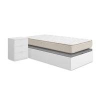 Pack ahorro juvenil Canapé Nest con Colchón viscoelástico Nova Plus 90 x 190 cm y Mesita de noche Rio| Montaje Incluido (Solo canapé) White 90 x 190