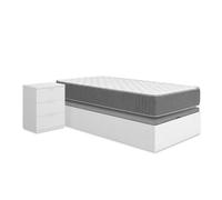 Pack ahorro juvenil canapé round con colchón aurea 105 x 190 cm y mesita de noche rio