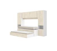 Pack ahorro juvenil dormitorio puente kwai, 1 somier y 2 colchones viscoelásticos nova 90 x 190 cm