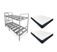 Pack Ahorro Litera reforzada más colchones Viscoelástico Juno - 18cm Altura (+- 2cm) - Litera acero inoxidable - Fabricado en España - Somnia Descanso [Envío incluido]
