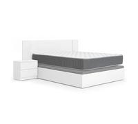 Pack ahorro matrimonio cabecero con dos mesitas len, canapé abatible con colchón aurea 150 x 190 cm
