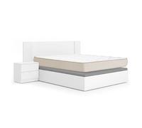 Pack ahorro matrimonio cabecero con dos mesitas len, canapé abatible con colchón nova plus 150 x 190 cm
