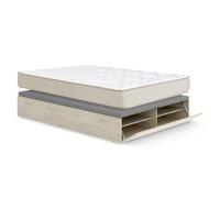 Pack ahorro matrimonio Canapé con zapatero Lan Roble y Colchón viscoelástico Nova Plus 150 x 190 cm| Montaje Incluido (Solo canapé) Brown 150 x 190