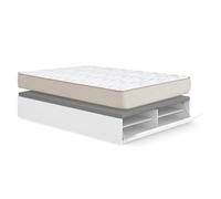 Pack ahorro matrimonio Canapé con zapatero Lan y Colchón viscoelástico Nova Plus 135 x 190 cm| Montaje Incluido (Solo canapé) White 135 x 190