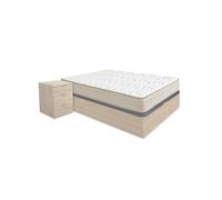 Pack ahorro matrimonio canapé nest roble con colchón viscoelástico nova plus 135 x 190 cm y 2 mesitas de noche rio