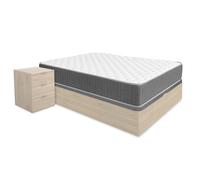 Pack ahorro matrimonio Canapé Nest Roble con Colchón viscoelástico y muelles Aurea 150 x 190 cm, 2 Mesitas de noche Rio|Montaje Incluido (Solo canapé) Brown 150 x 190